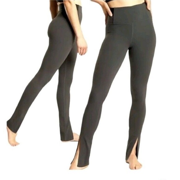 Athleta Pants - ATHLETA Aura Split Pant Dark Olive Green Powervita Fabric YOGA Gym Pants size MP